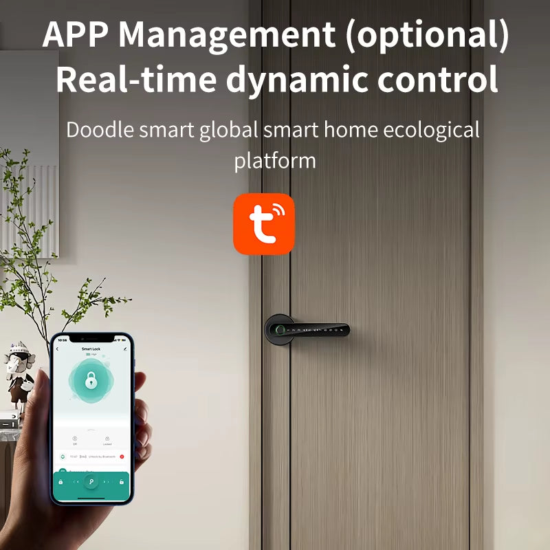 Fingerprint Door Lock Tuya Smart /Smart Life Electronic Door Lock with Fingerprint/Password/Key/Tuya App/Card Unlock