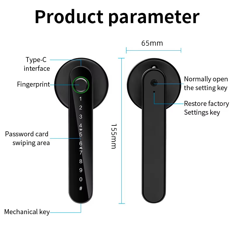 Fingerprint Door Lock Tuya Smart /Smart Life Electronic Door Lock with Fingerprint/Password/Key/Tuya App/Card Unlock